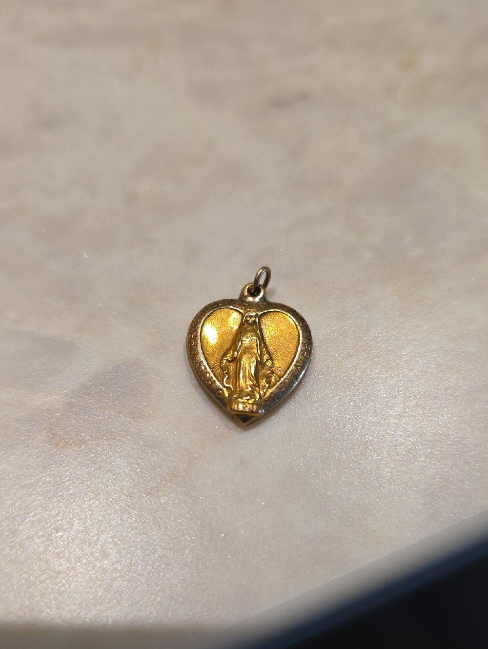 Gold-Tone Heart Virgin Mary Pendant Charm